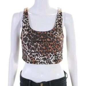 Veronica Beard  Animal Print Pullover  Crop Top Brown Stretch Size Small